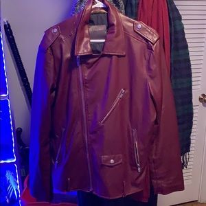 Zara Man, Burgundy Faux Leather biker jacket